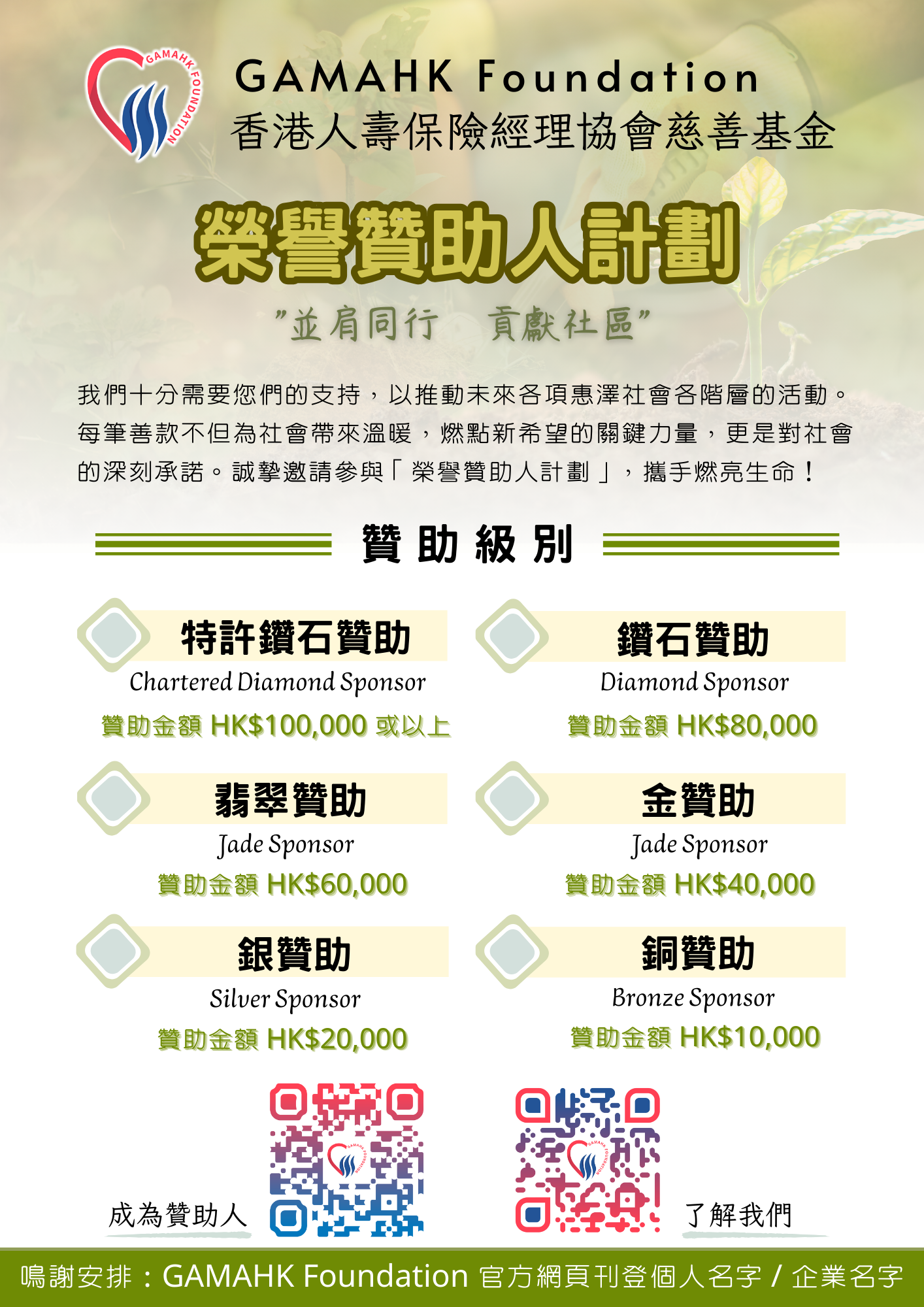 Foundation 贊助人計劃 A4 Poster