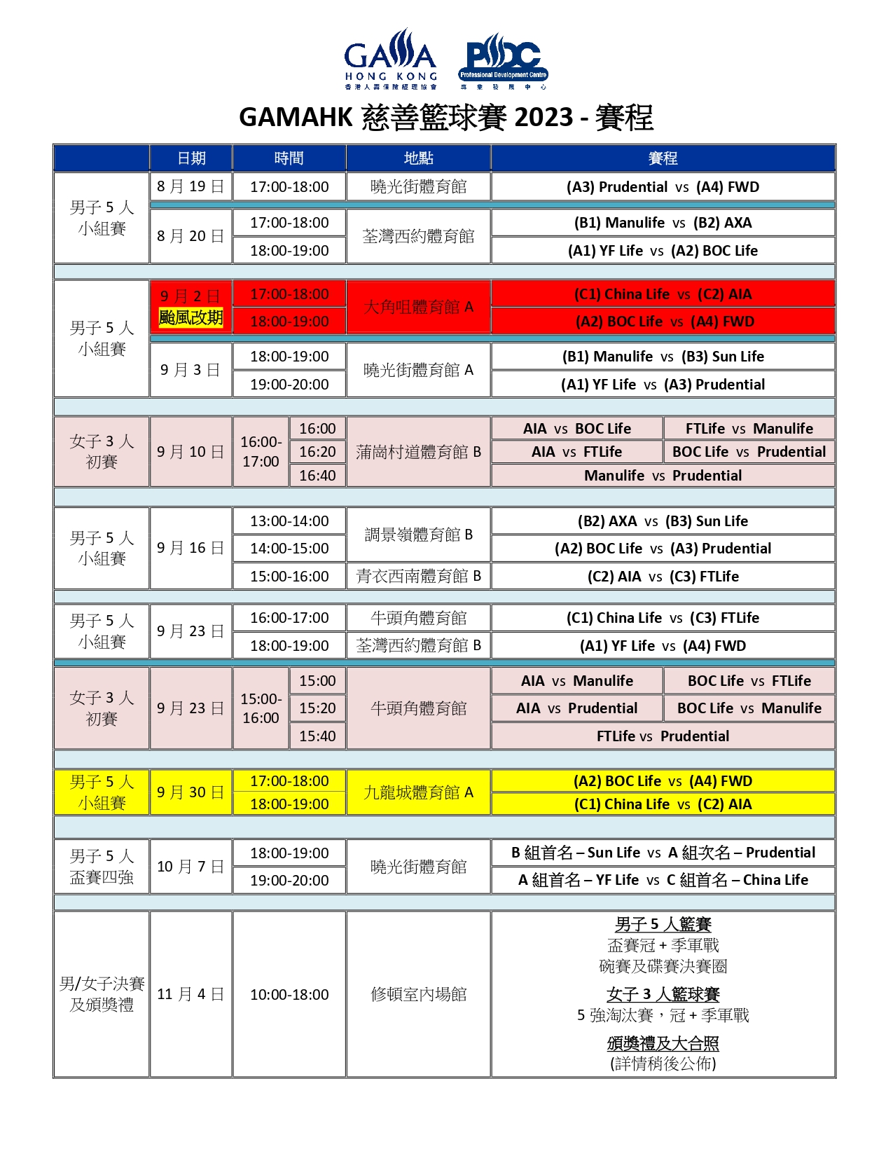 保險業慈善籃球賽2023_賽程 (revised)_20231003